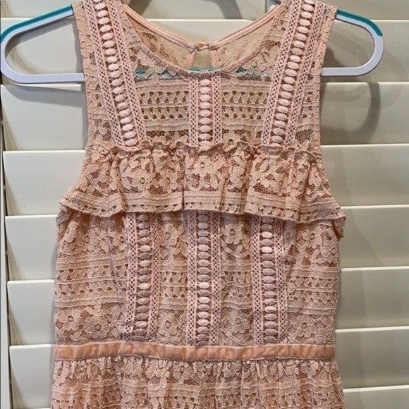 Disney Princess Girls Midi Dress Peach Floral Lace Cottagecore Retro Vibes Sz M - Picture 3 of 9